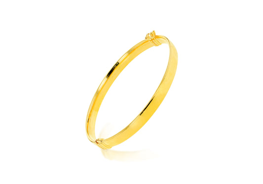 9K Yellow Gold Polished Hinged Bangle 60 mm
