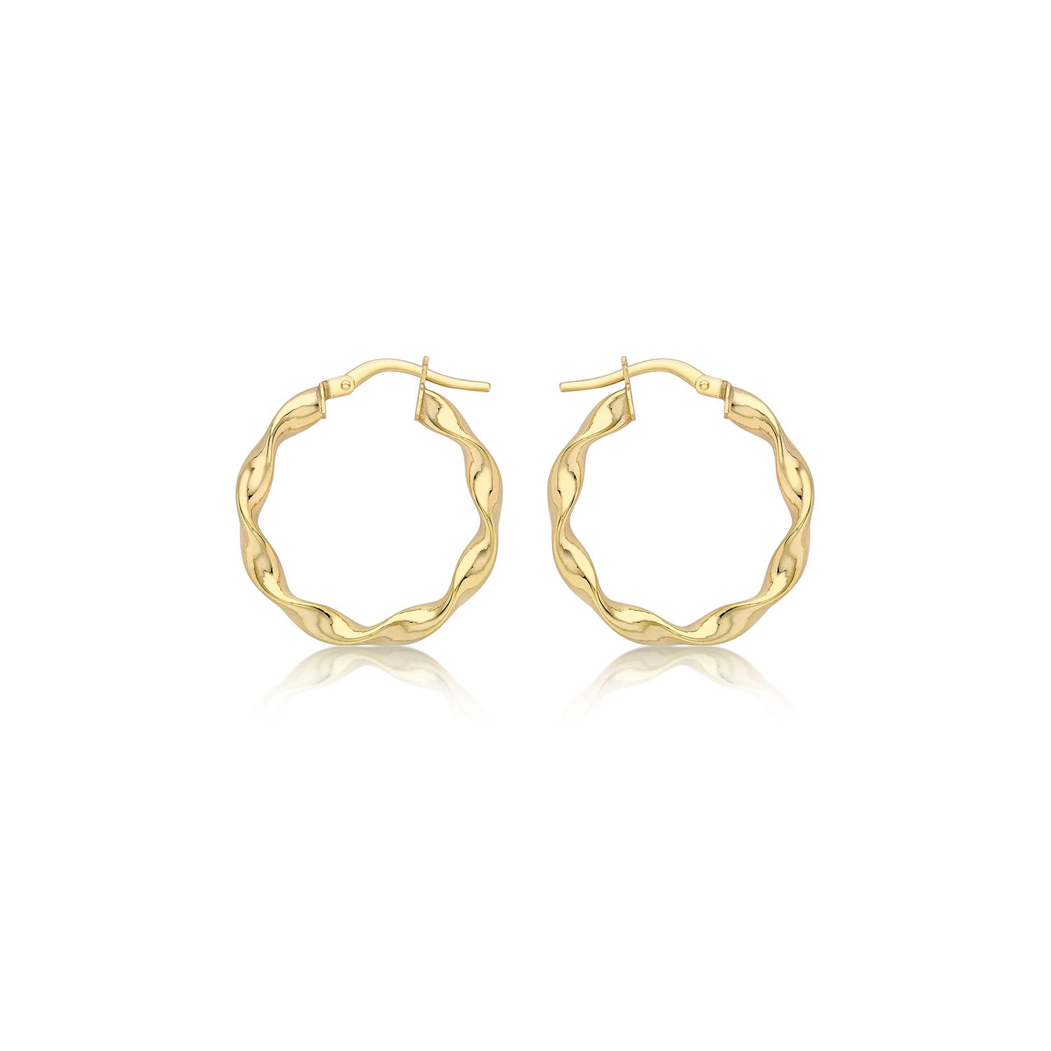 9K Yellow Gold 22.5mm Twist Hoop Creole Earrings