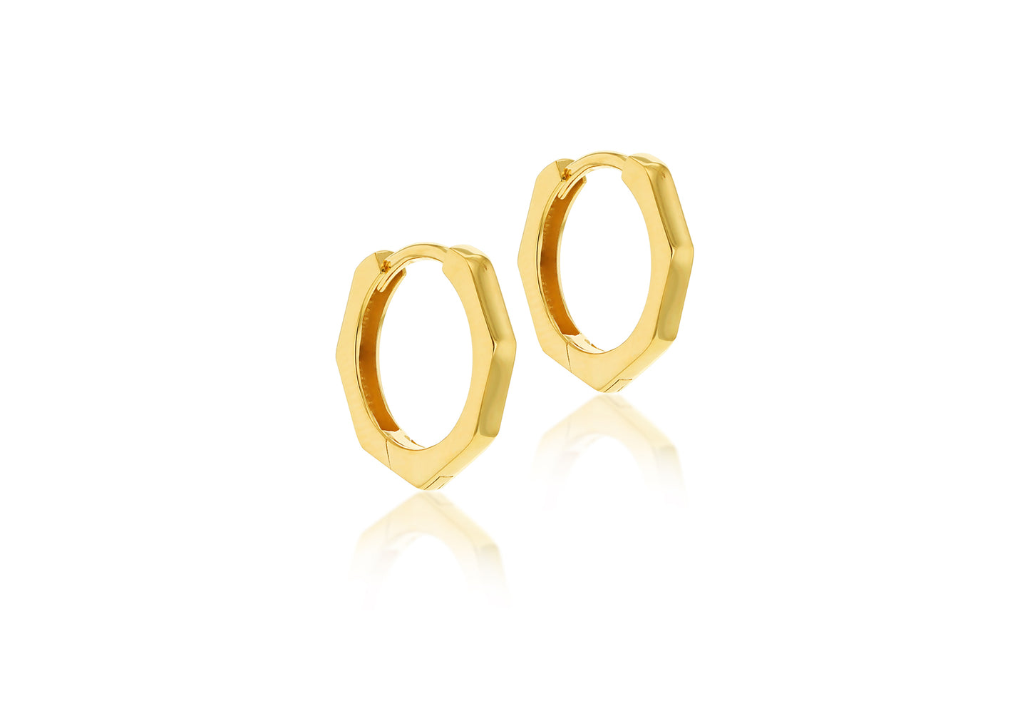 9K Yellow Gold Hexagon Huggies