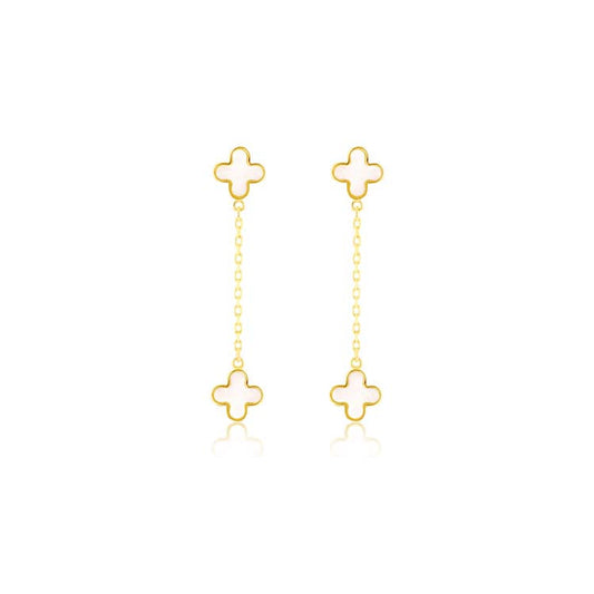 9K Yellow Gold Mop Petal Drop Earrings