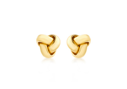 9K Yellow Gold 8mm Knot Stud Earrings