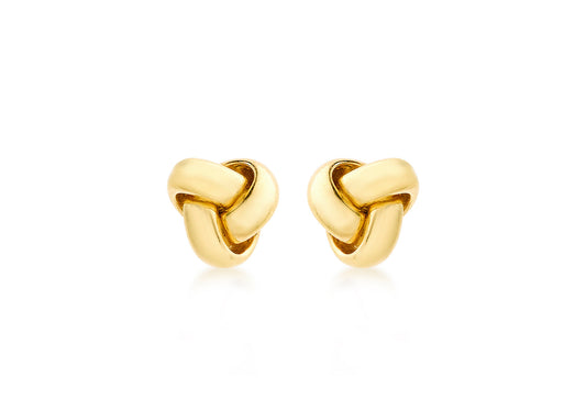 9K Yellow Gold 8mm Knot Stud Earrings