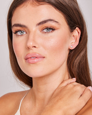 9K Yellow Gold Mother of Pearl Petal Stud Earrings