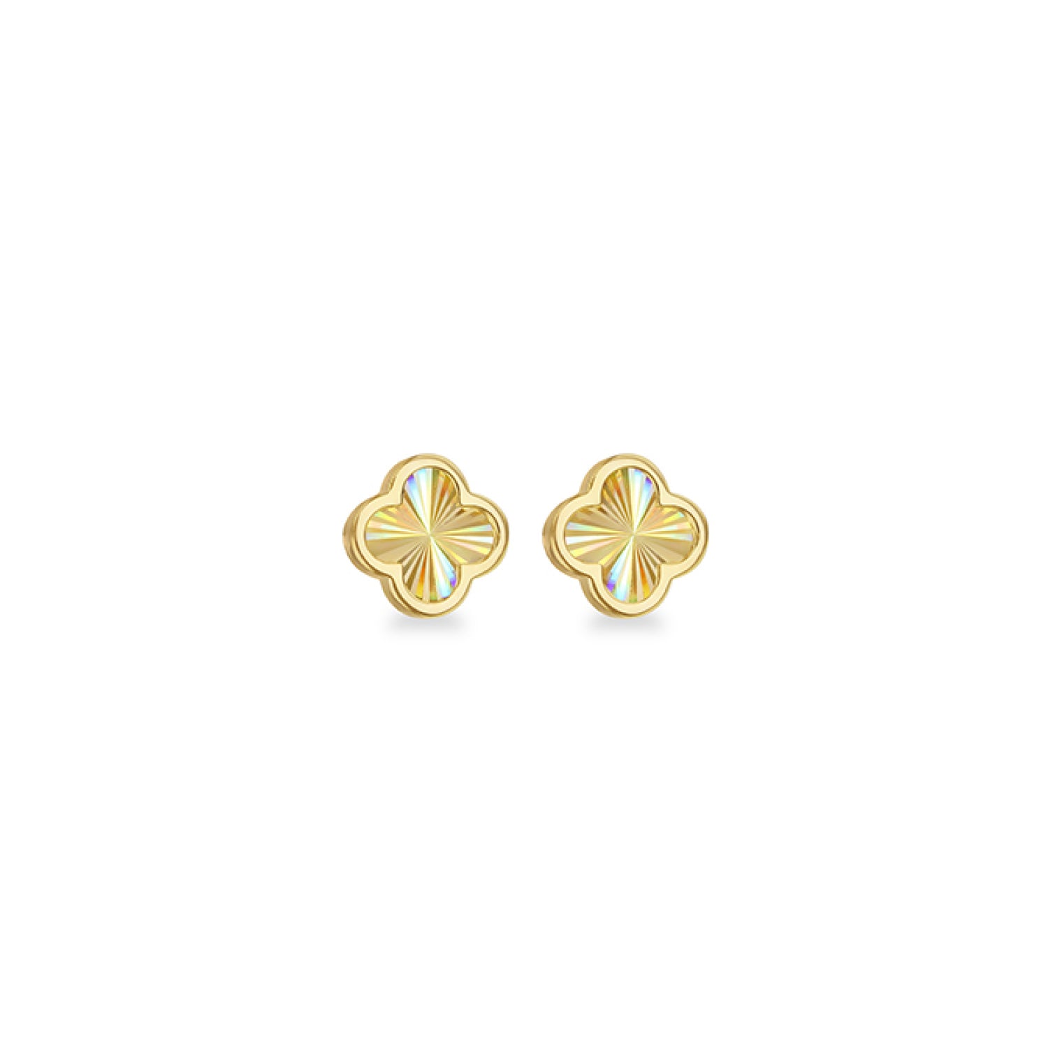 9K Yellow Gold Rainbow Petal Stud Earrings