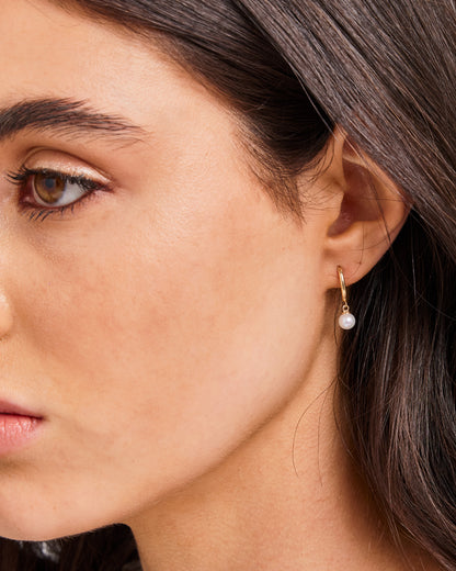 9K Yellow Gold Freshwater Pearl Drop Earrings