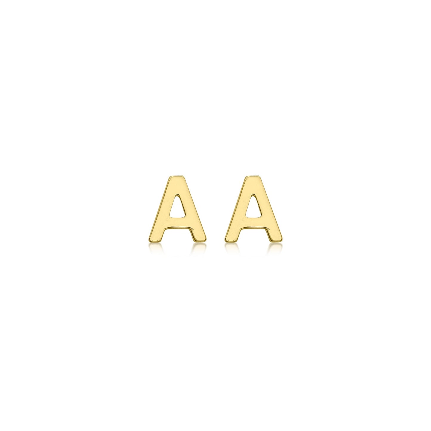 9K Yellow Gold Mini Initial Stud Earrings — A
