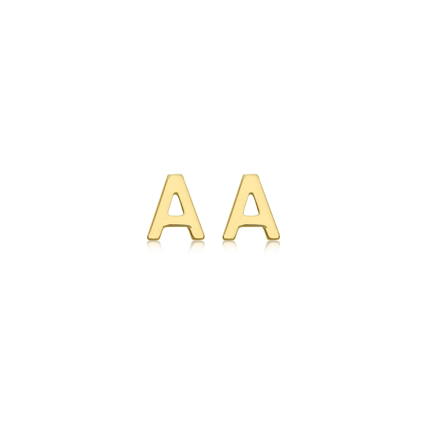 9K Yellow Gold Mini Initial Stud Earrings — A