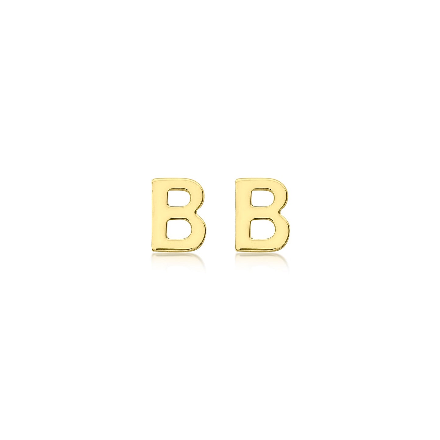 9K Yellow Gold Mini Initial Stud Earrings — B