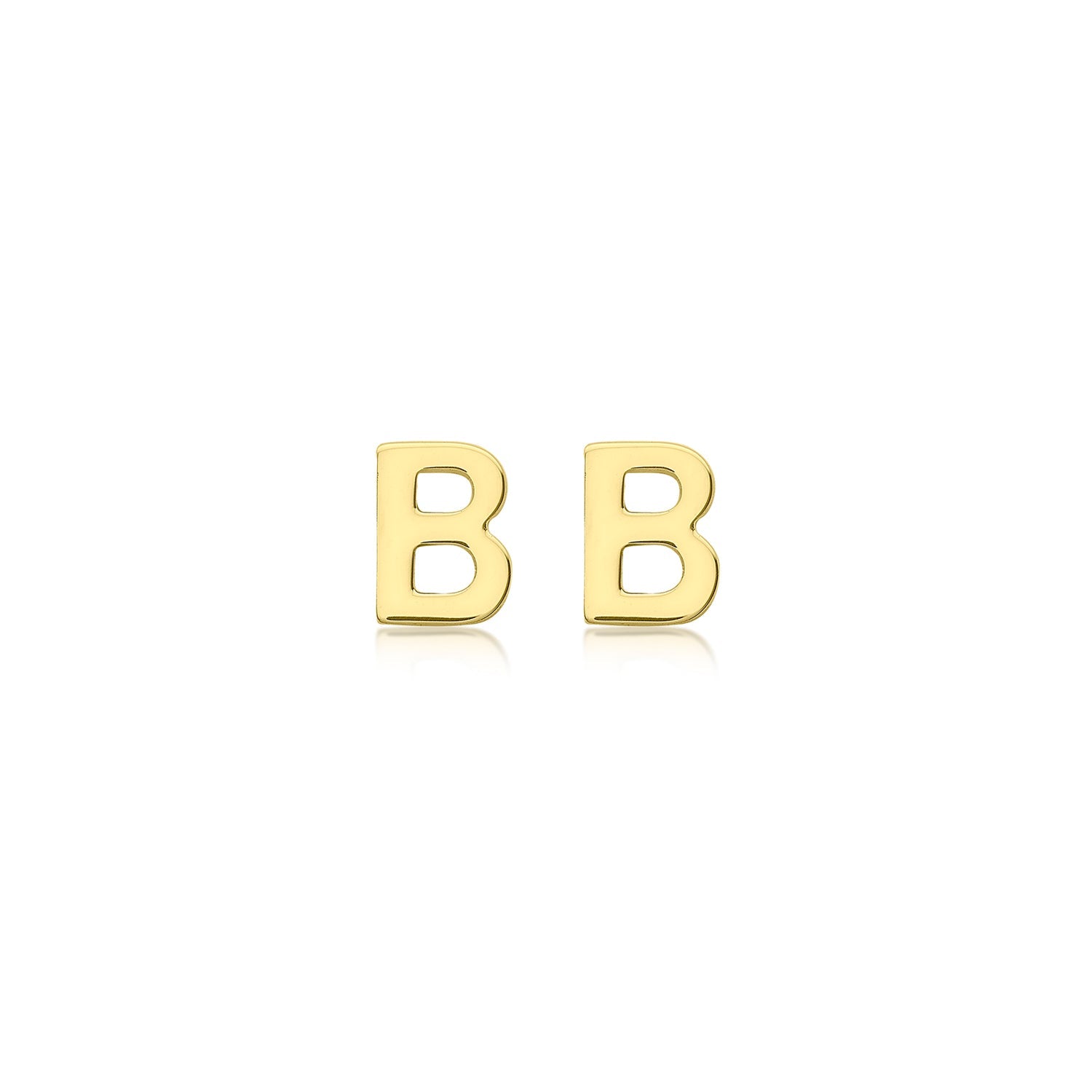 9K Yellow Gold Mini Initial Stud Earrings — B