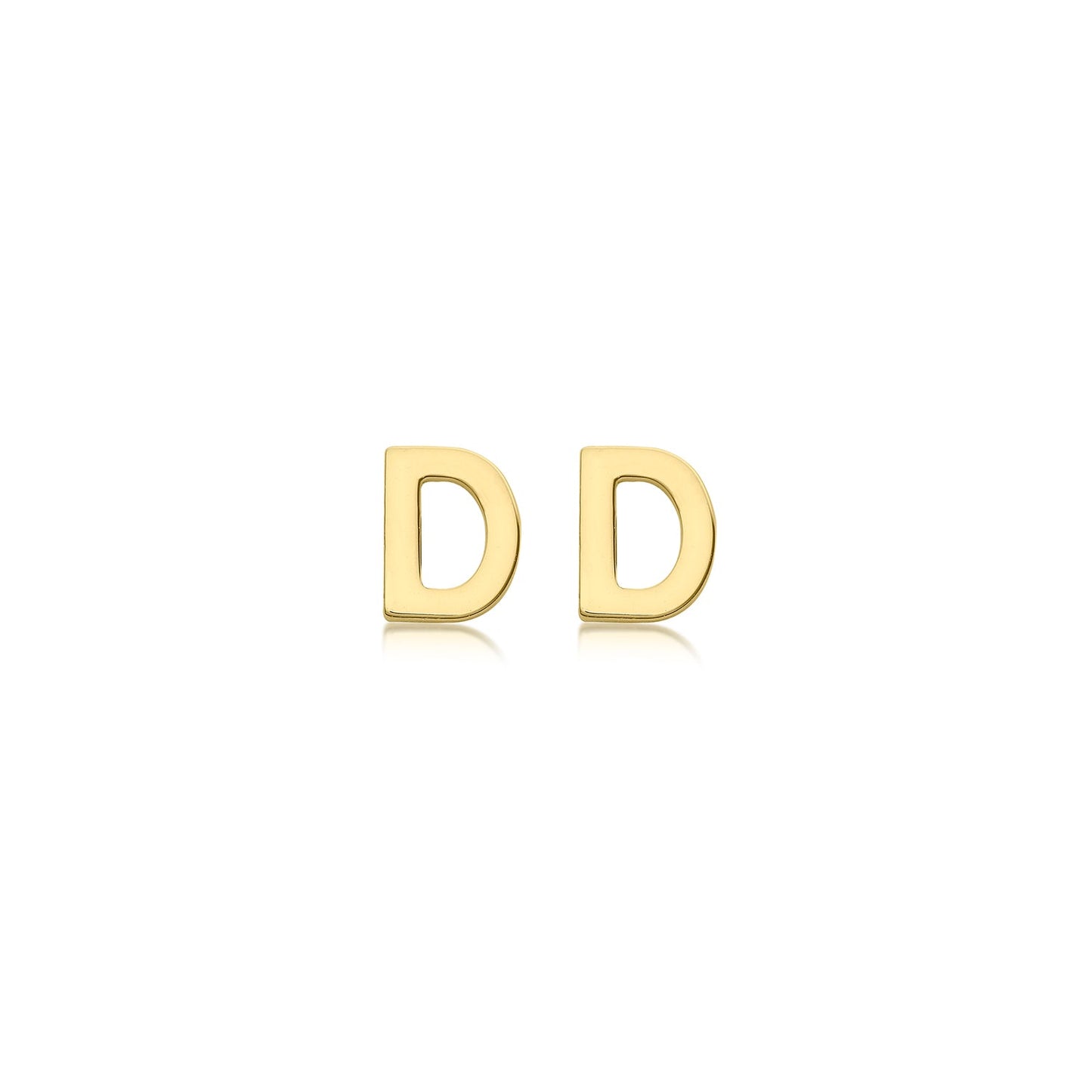 9K Yellow Gold Mini Initial Stud Earrings — D
