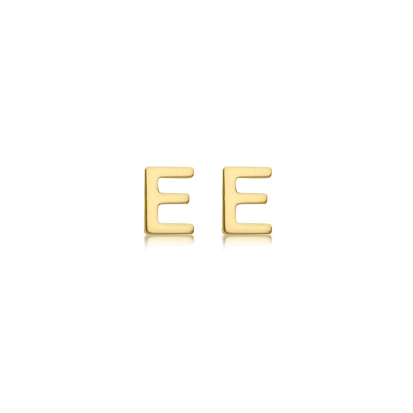 9K Yellow Gold Mini Initial Stud Earrings — E