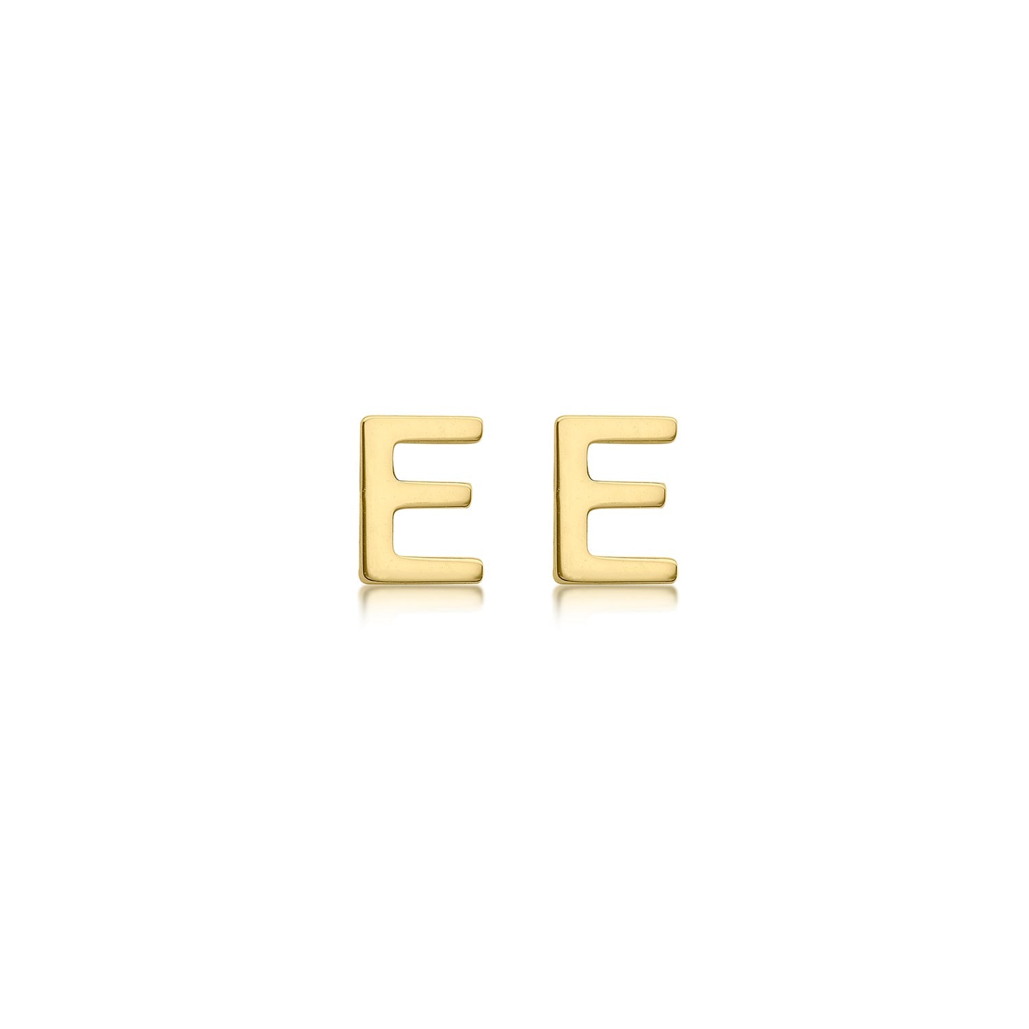 9K Yellow Gold Mini Initial Stud Earrings — E