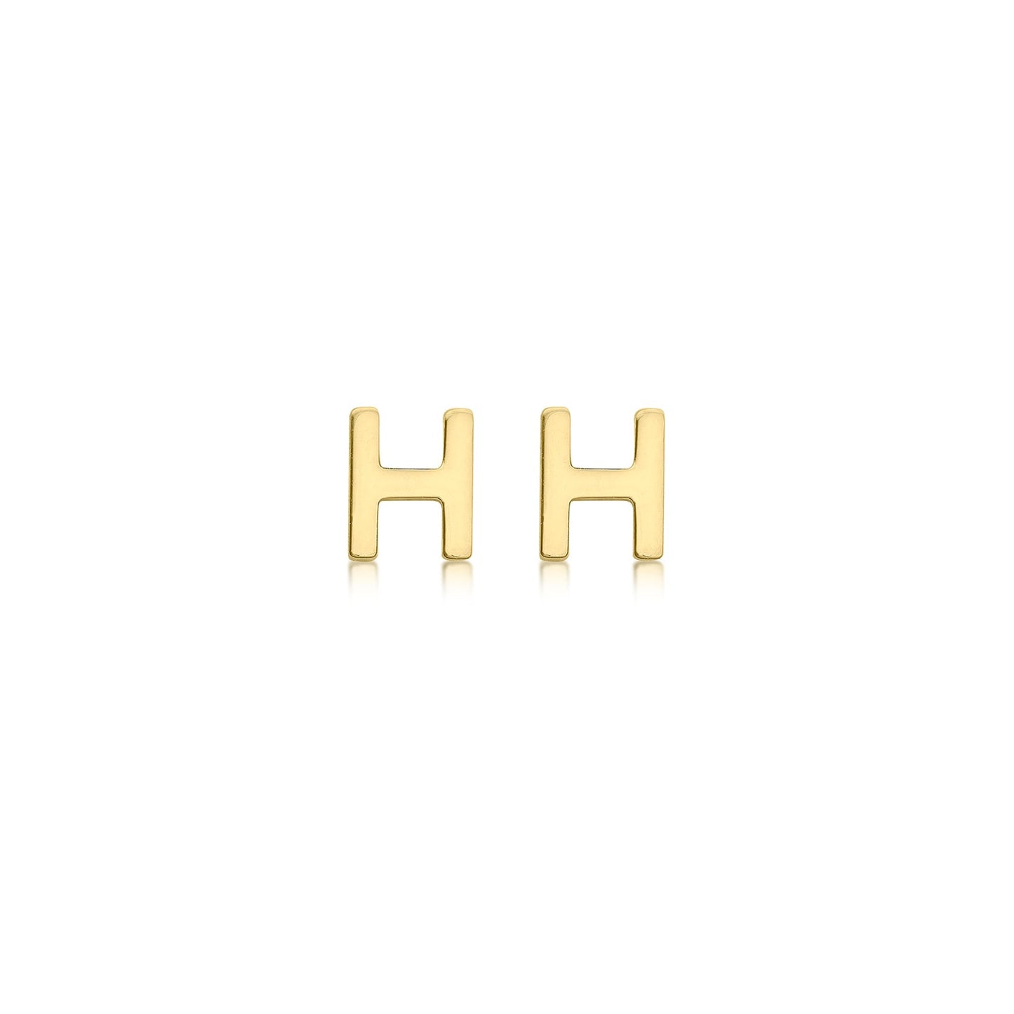 9K Yellow Gold Mini Initial Stud Earrings — H