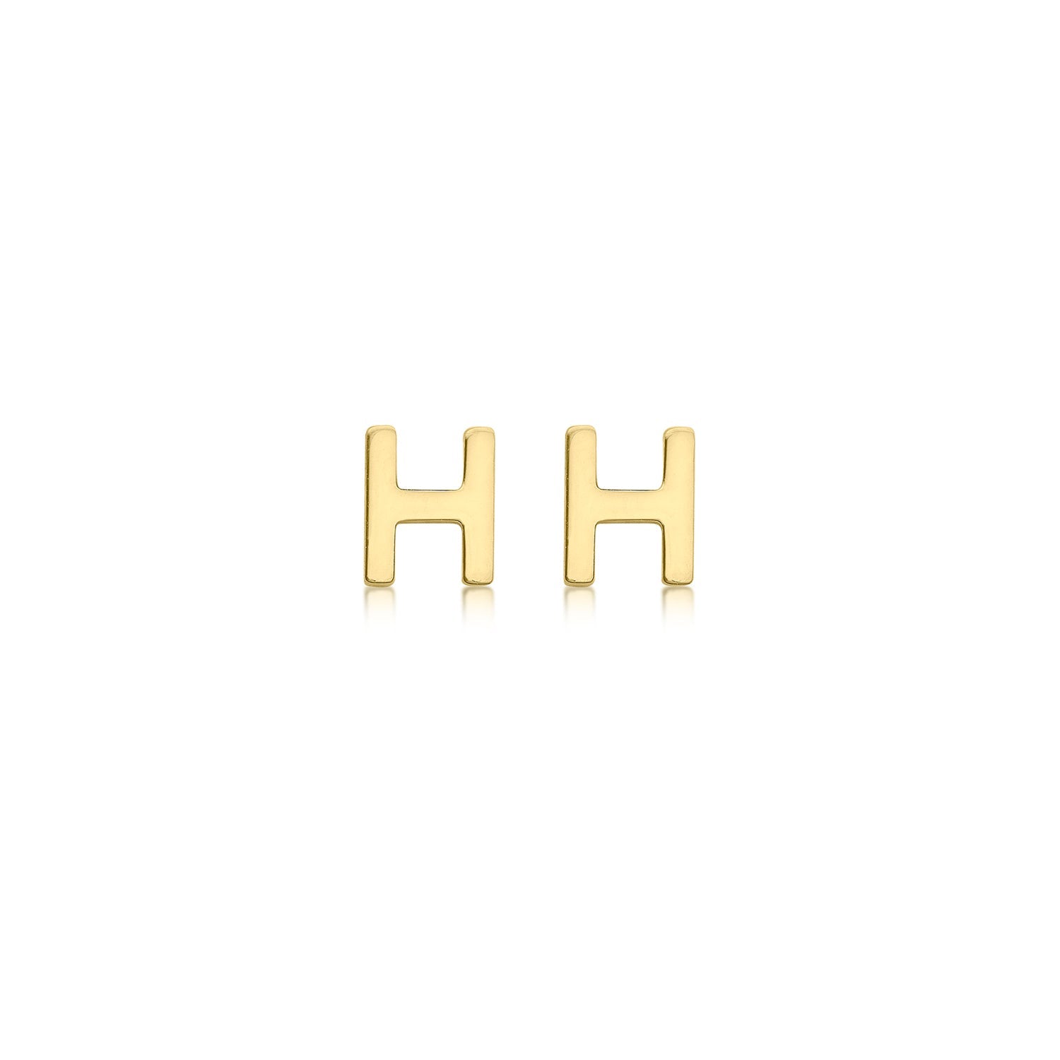 9K Yellow Gold Mini Initial Stud Earrings — H
