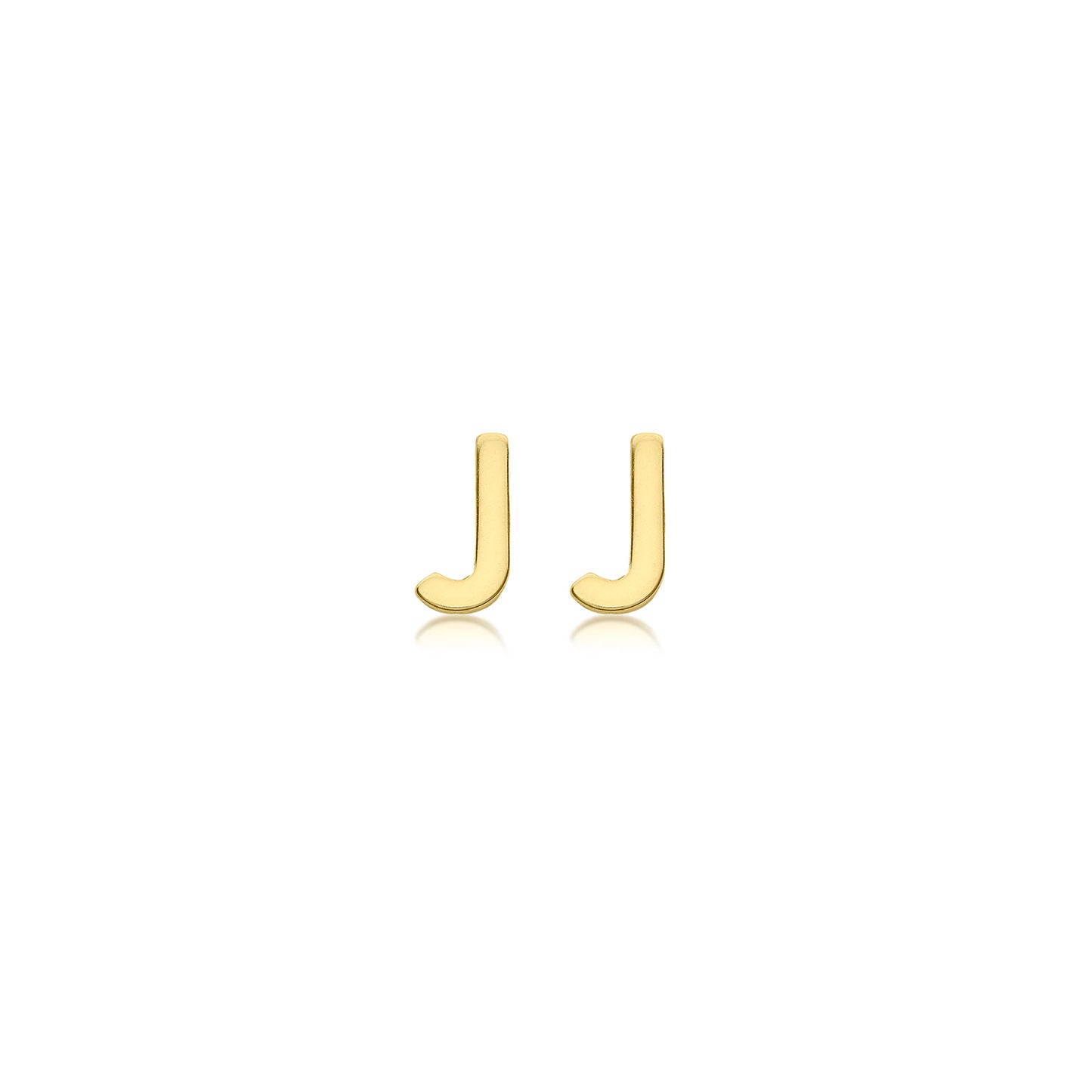 9K Yellow Gold Mini Initial 'J' Stud Earrings