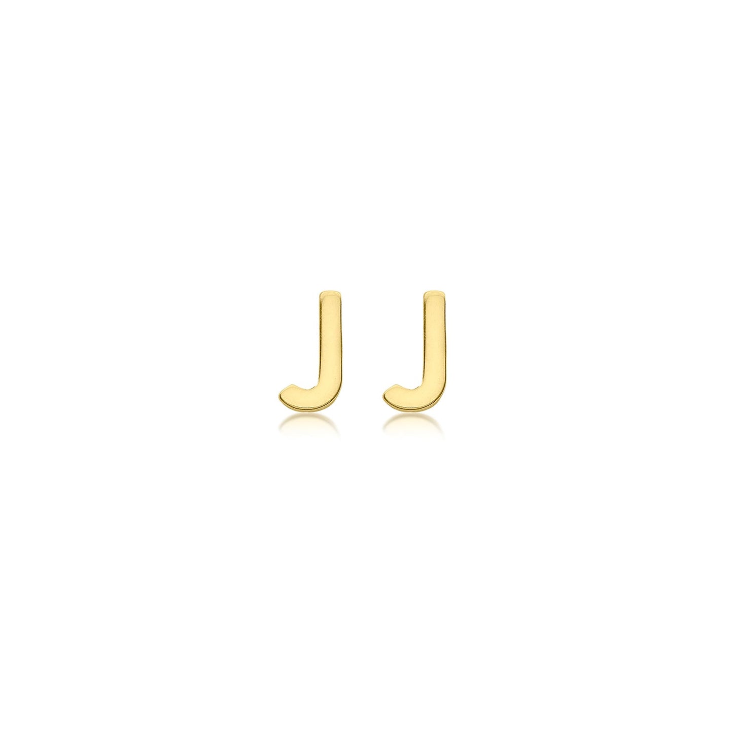 9K Yellow Gold Mini Initial Stud Earrings — J
