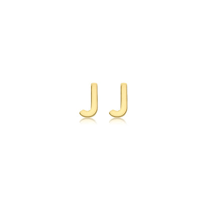 9K Yellow Gold Mini Initial Stud Earrings — J
