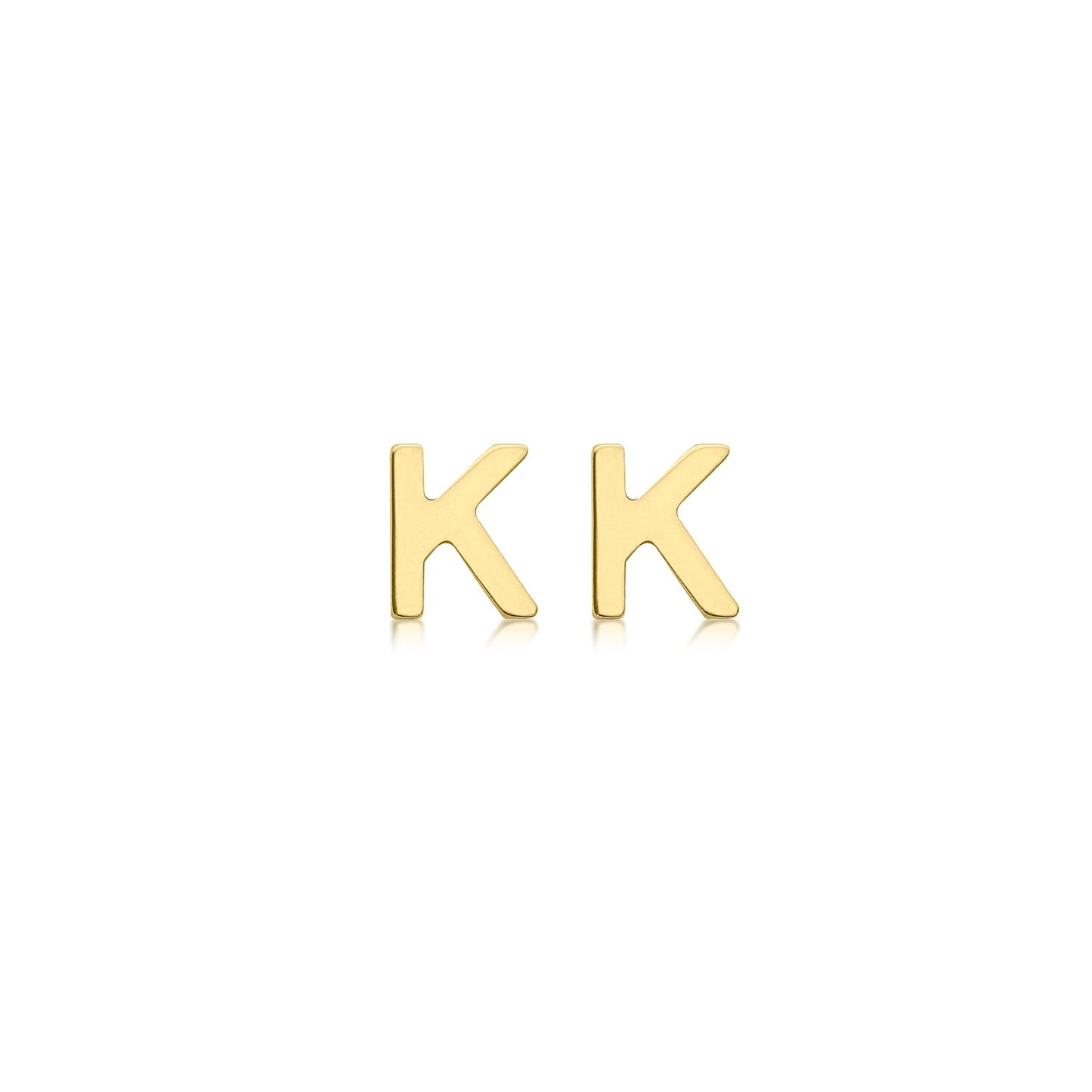 9K Yellow Gold Mini Initial Stud Earrings — K