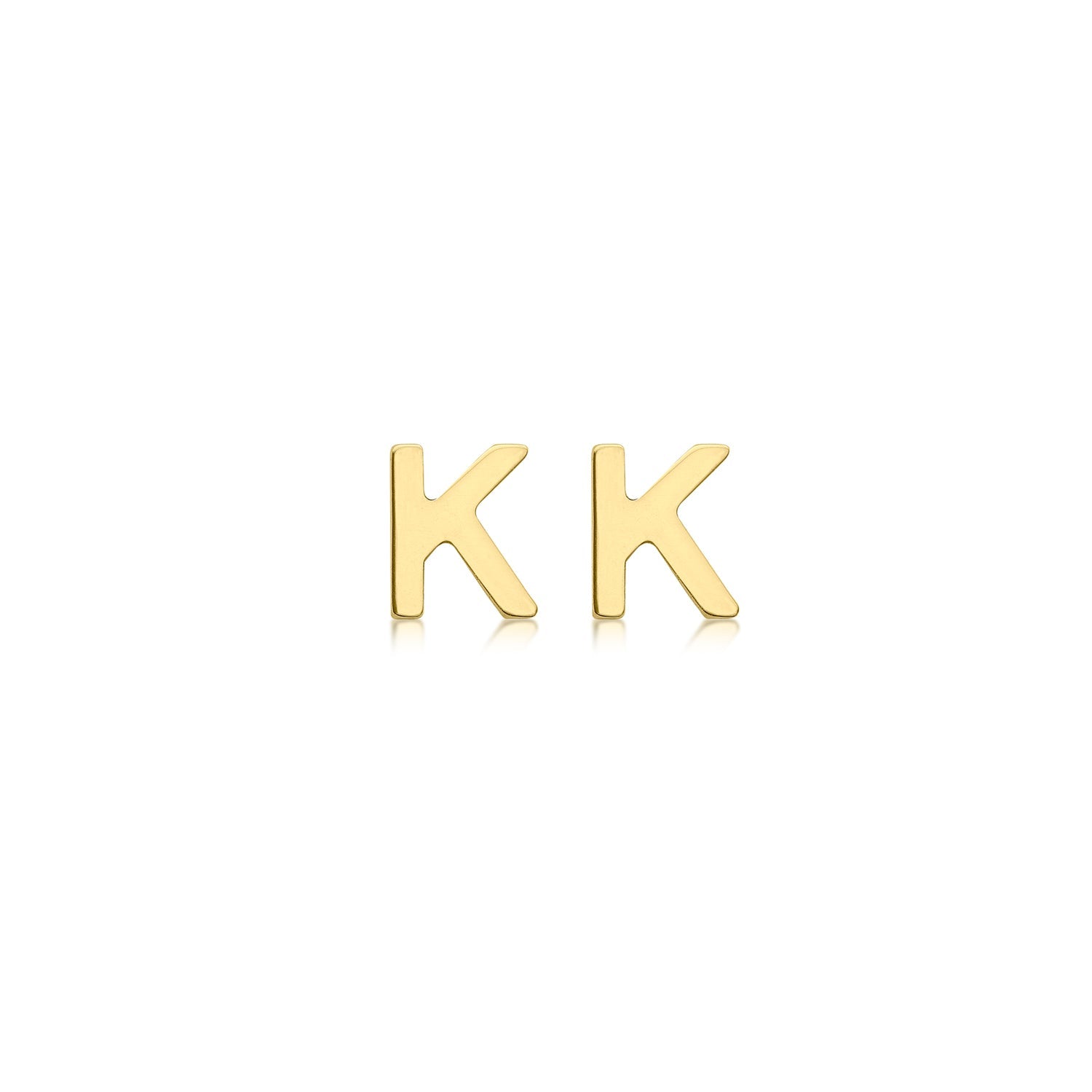 9K Yellow Gold Mini Initial Stud Earrings — K