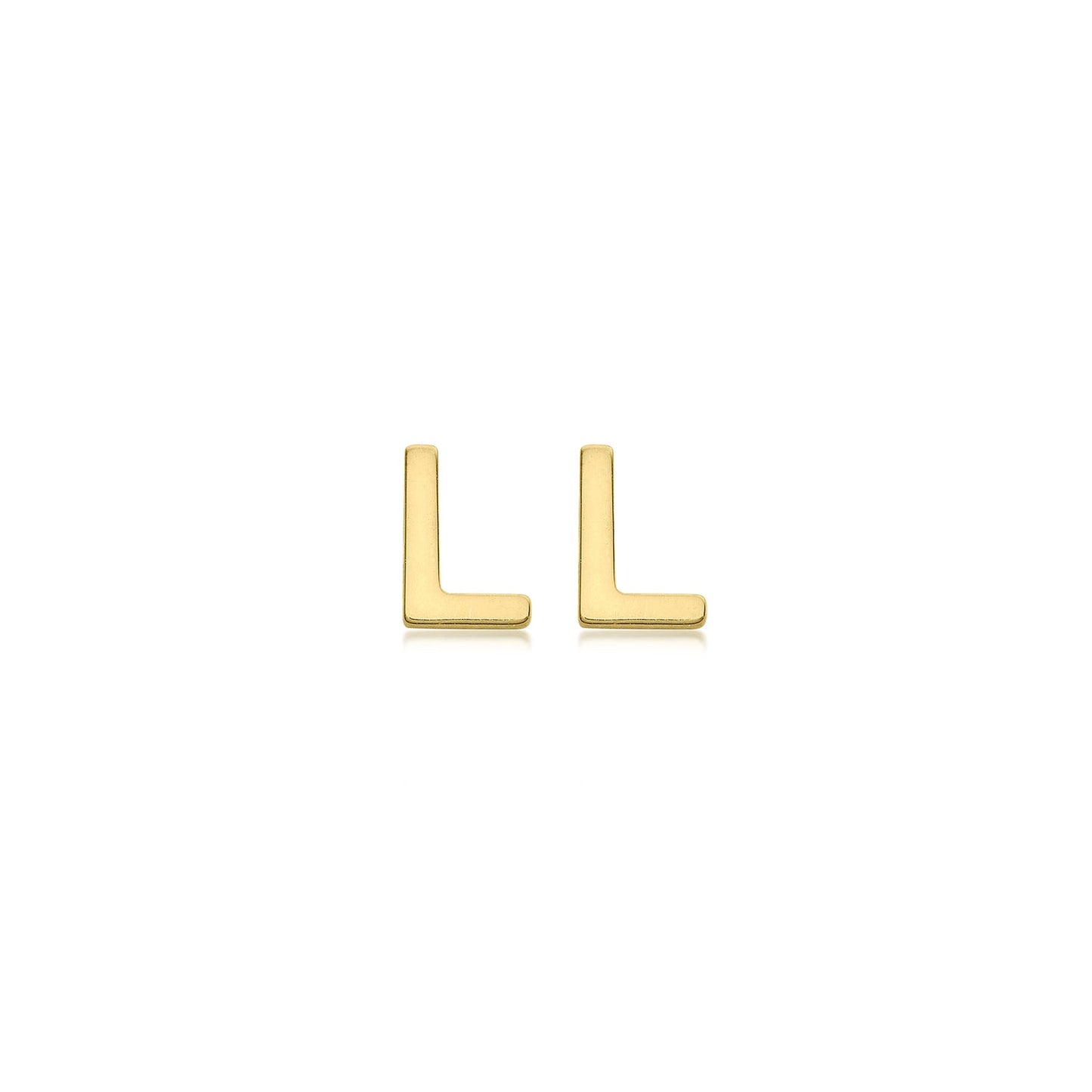 9K Yellow Gold Mini Initial Stud Earrings — L