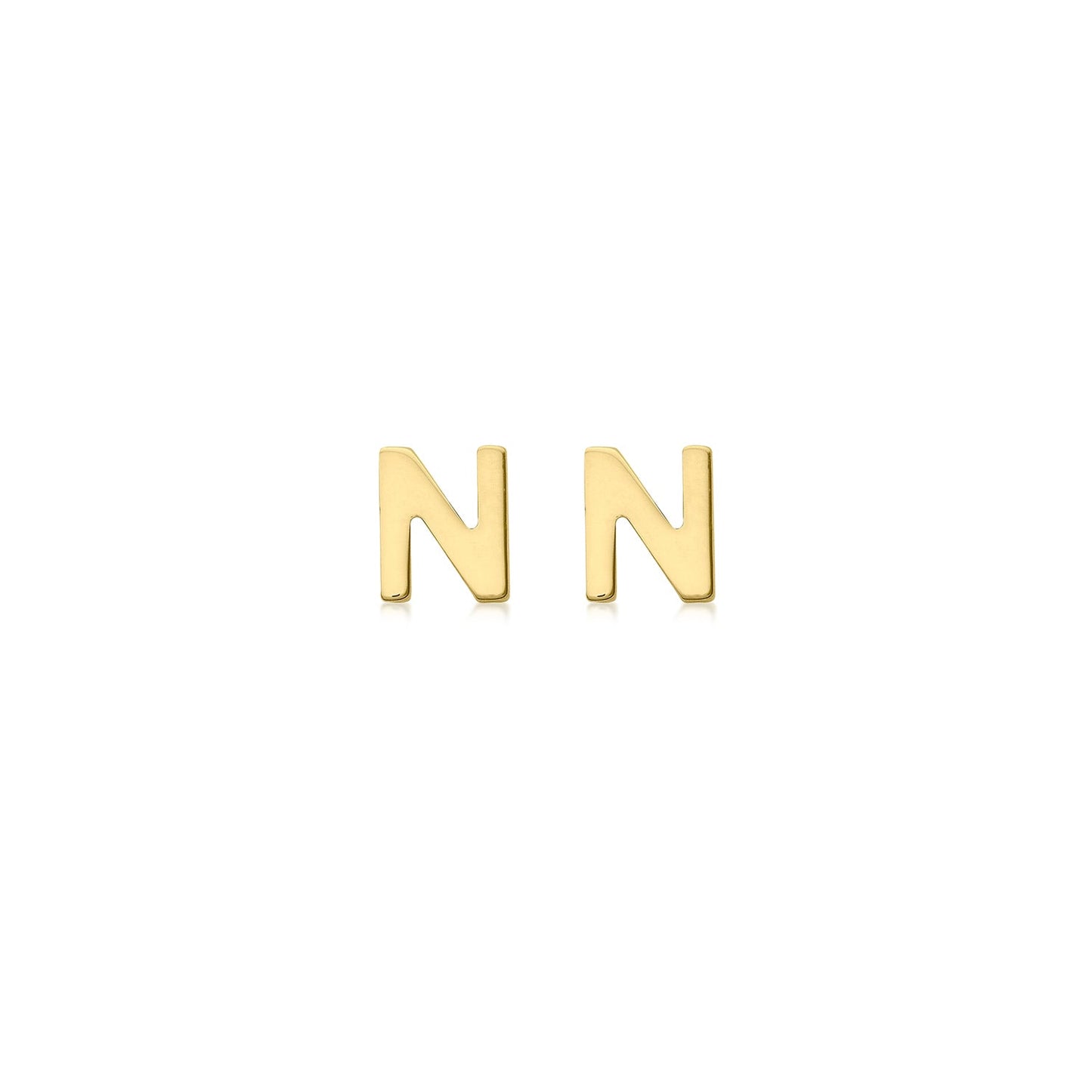 9K Yellow Gold Mini Initial Stud Earrings — N