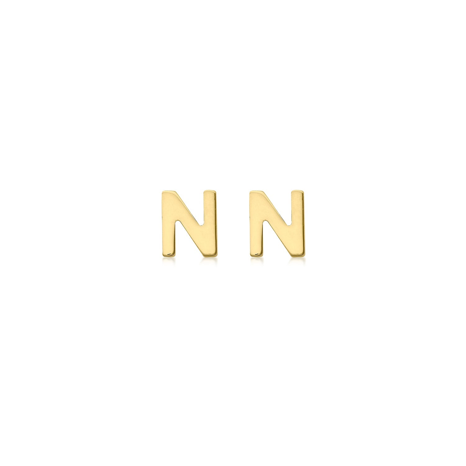 9K Yellow Gold Mini Initial Stud Earrings — N
