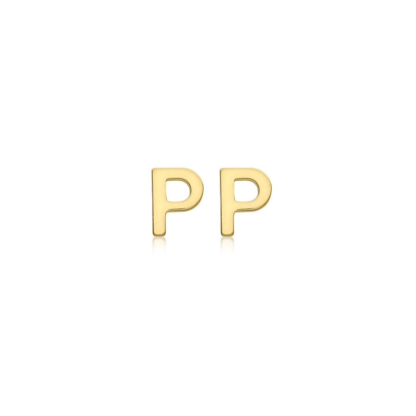 9K Yellow Gold Mini Initial Stud Earrings — P