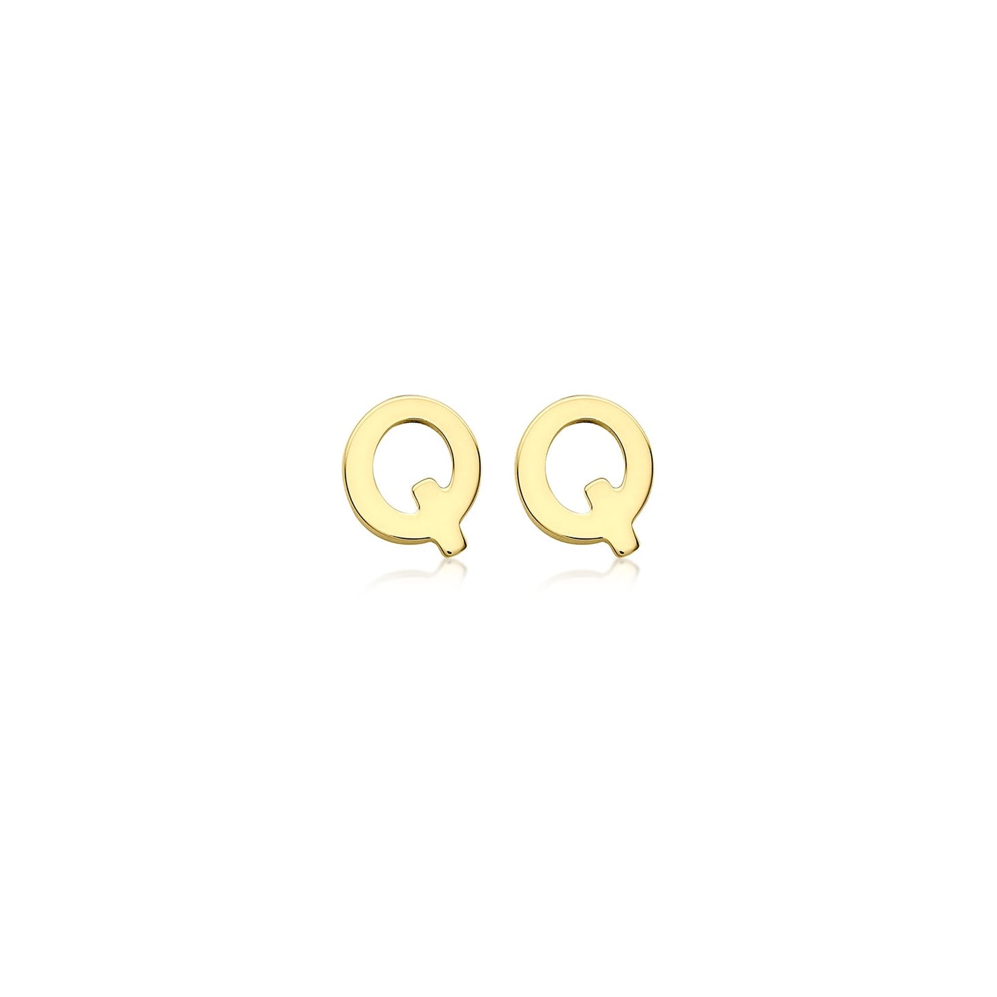 9K Yellow Gold Mini Initial Stud Earrings — Q
