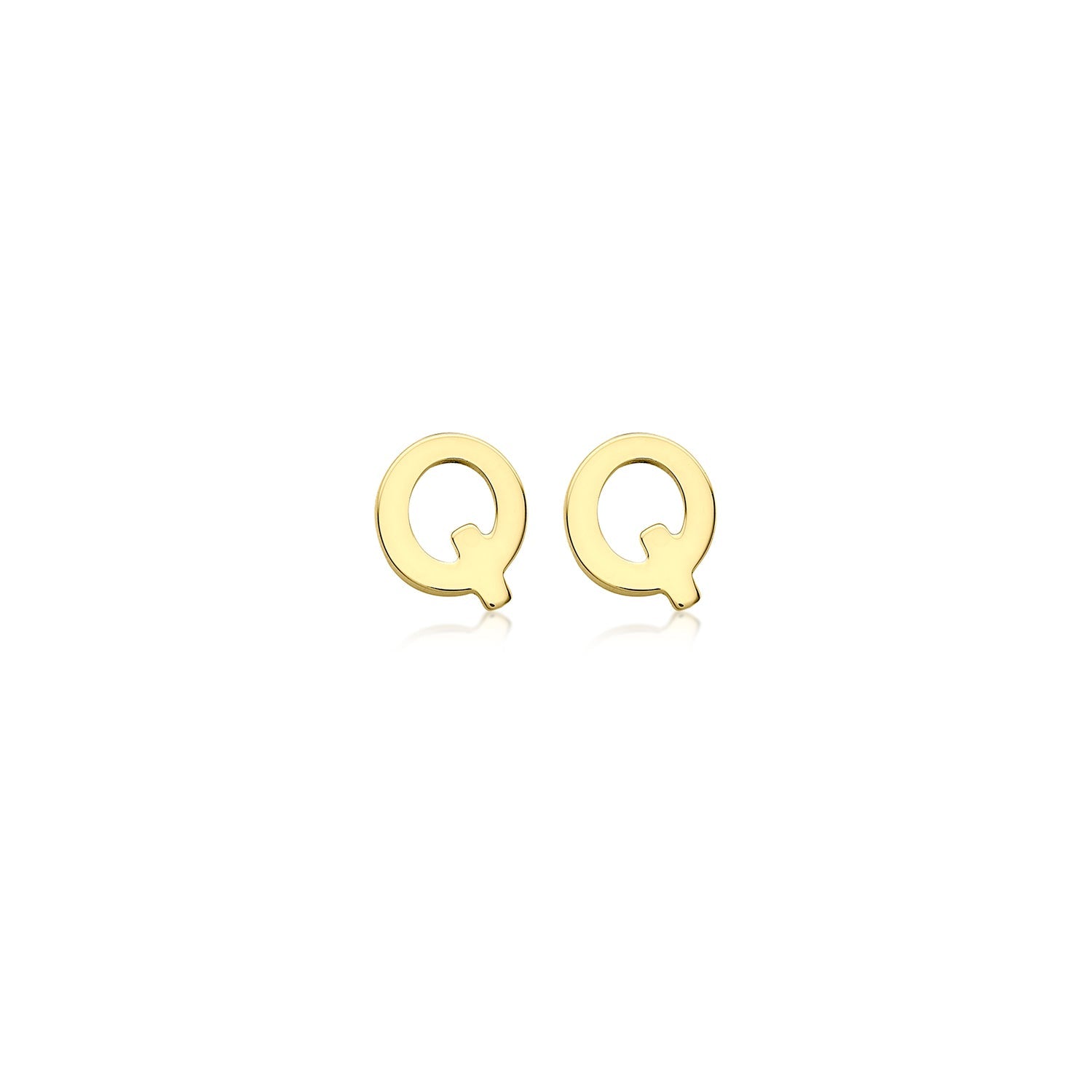 9K Yellow Gold Mini Initial Stud Earrings — Q