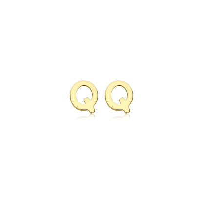 9K Yellow Gold Mini Initial Stud Earrings — Q