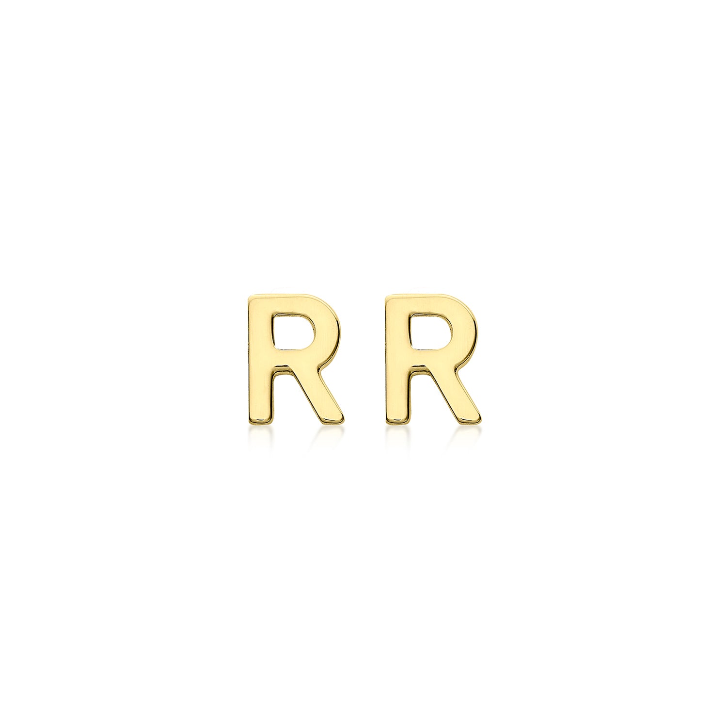 9K Yellow Gold Mini Initial 'R' Stud Earrings