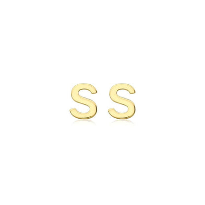 9K Yellow Gold Mini Initial Stud Earrings — S