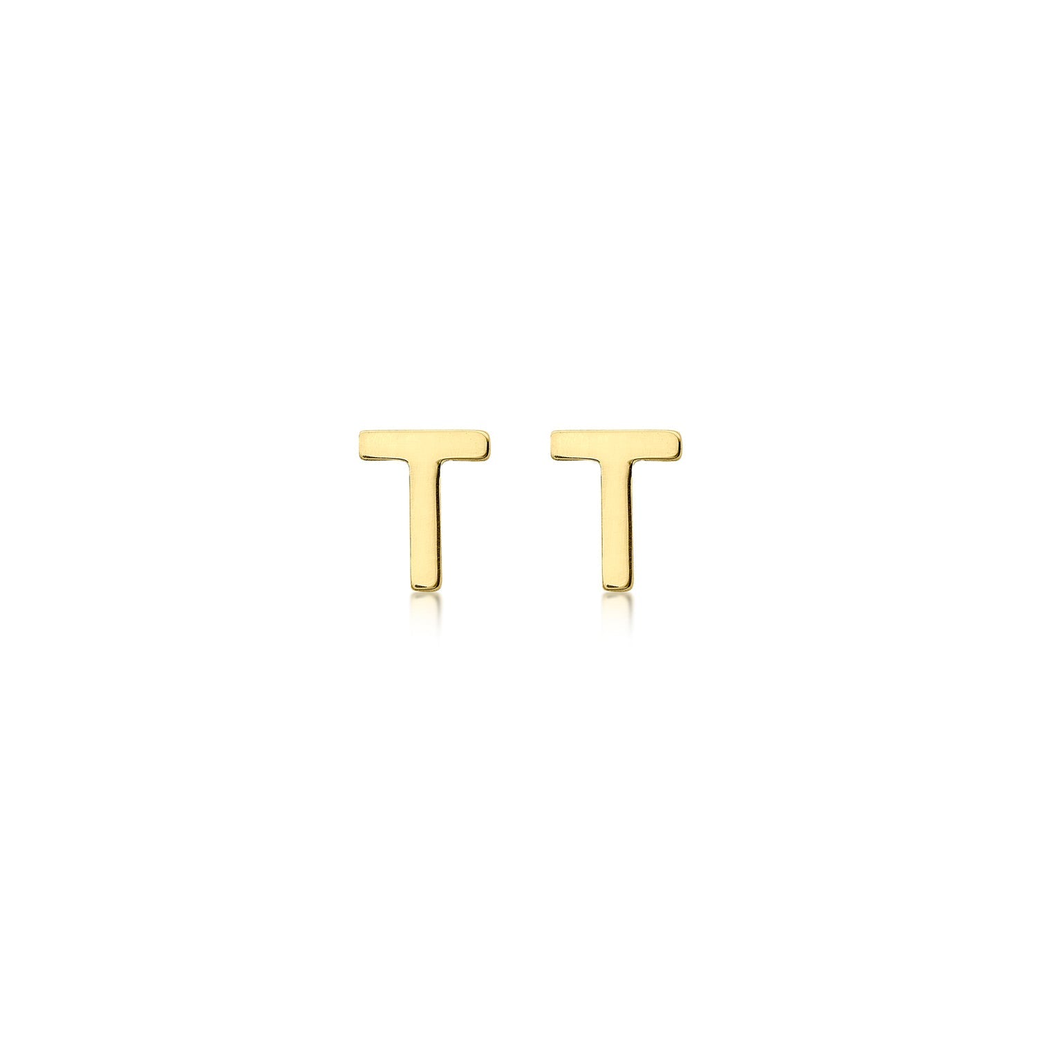 9K Yellow Gold Mini Initial Stud Earrings — T
