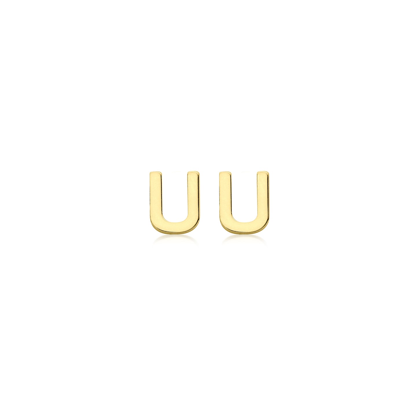 9K Yellow Gold Mini Initial 'U' Stud Earrings