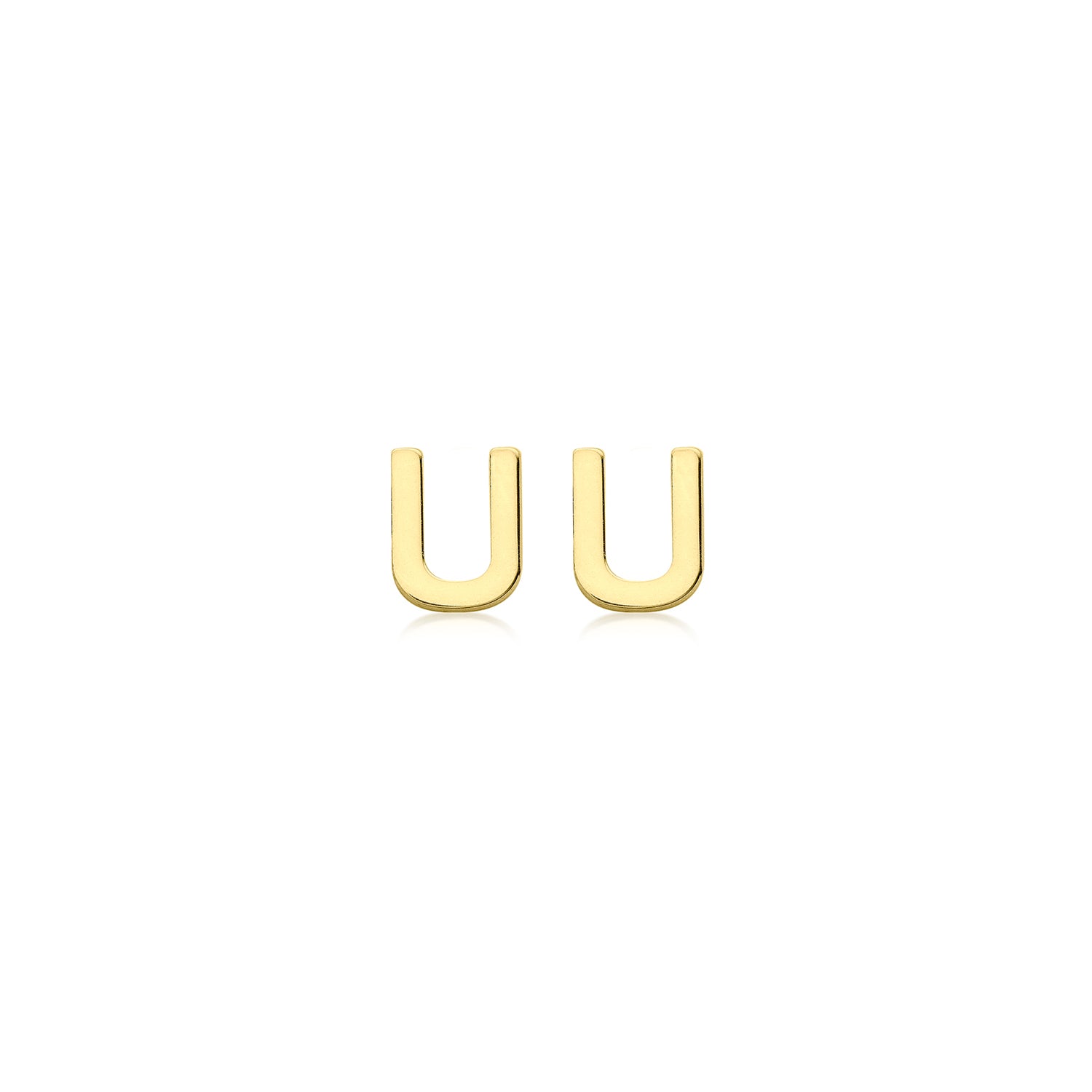 9K Yellow Gold Mini Initial 'U' Stud Earrings