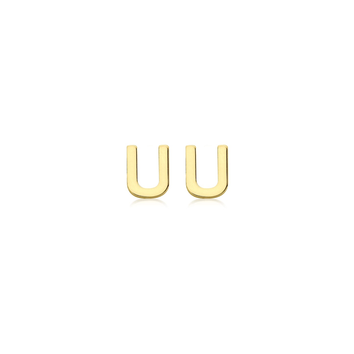 9K Yellow Gold Mini Initial Stud Earrings — U