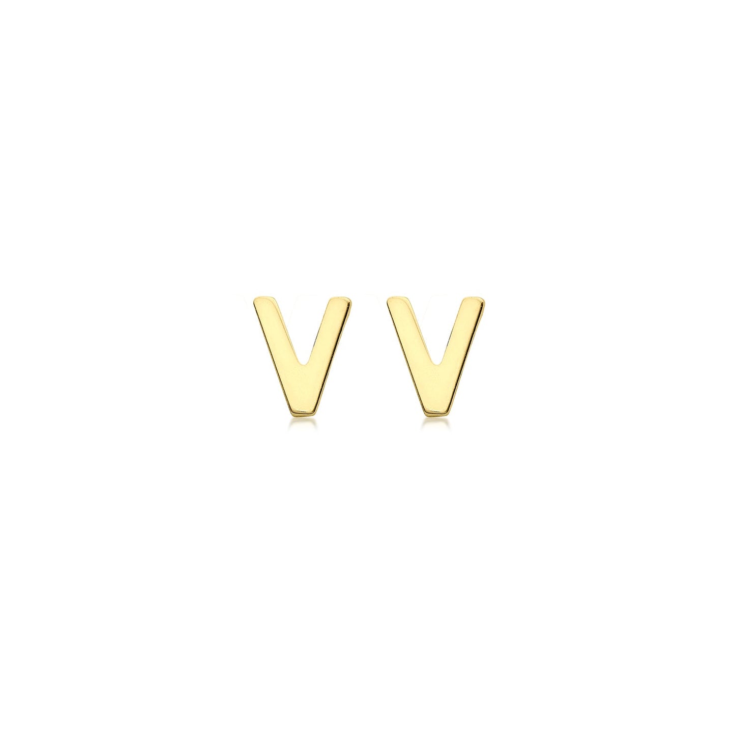 9K Yellow Gold Mini Initial Stud Earrings — V
