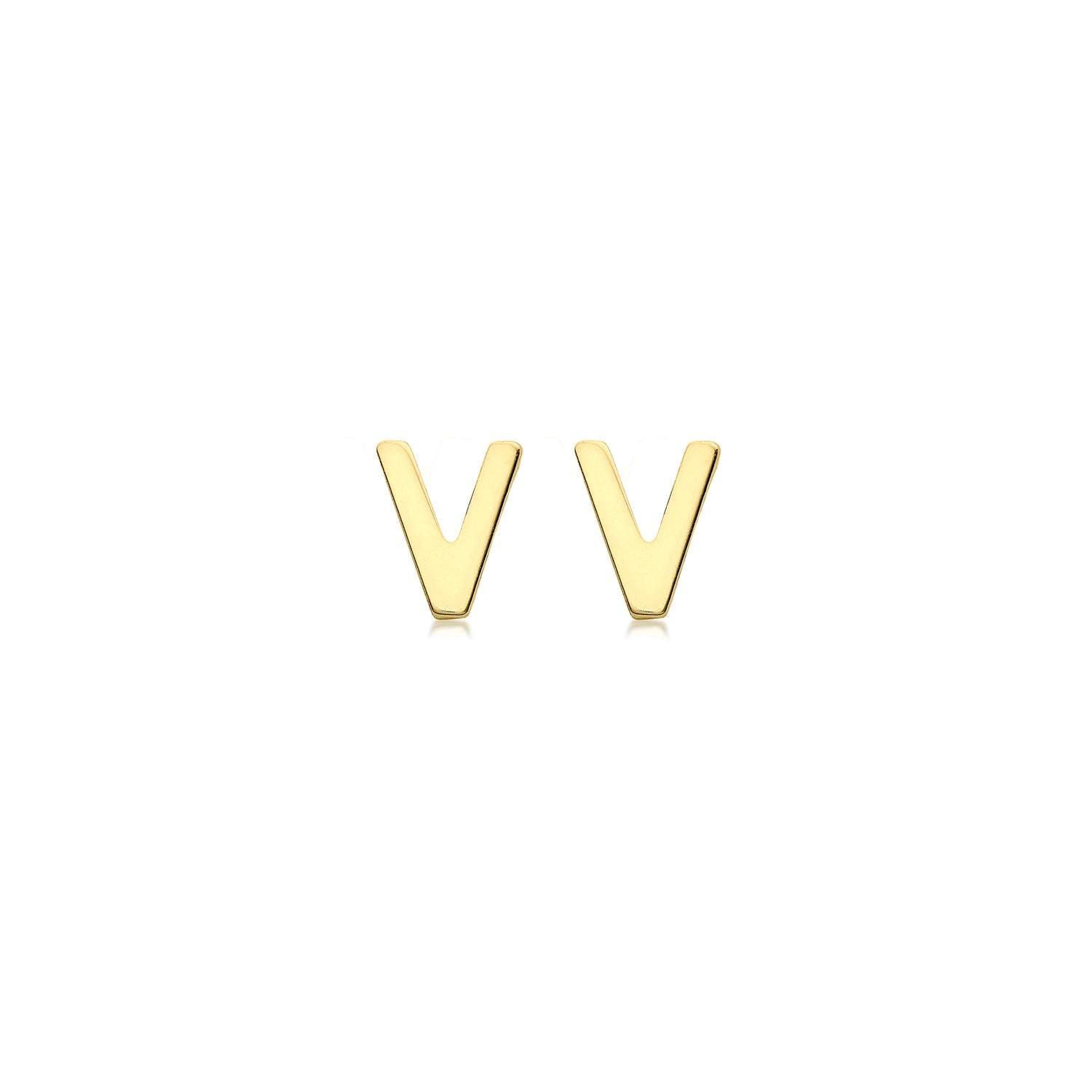 9K Yellow Gold Mini Initial Stud Earrings — V