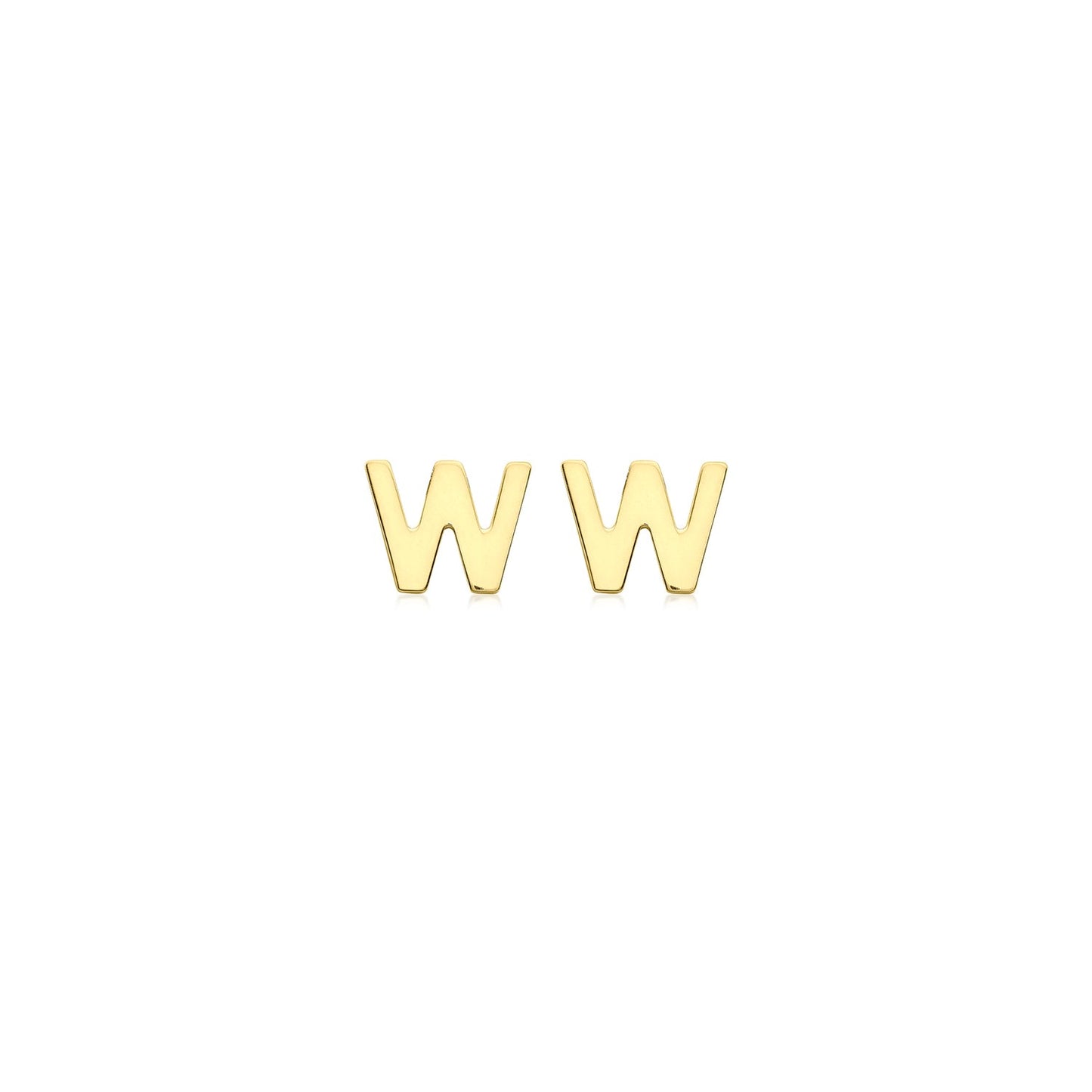 9K Yellow Gold Mini Initial Stud Earrings — W