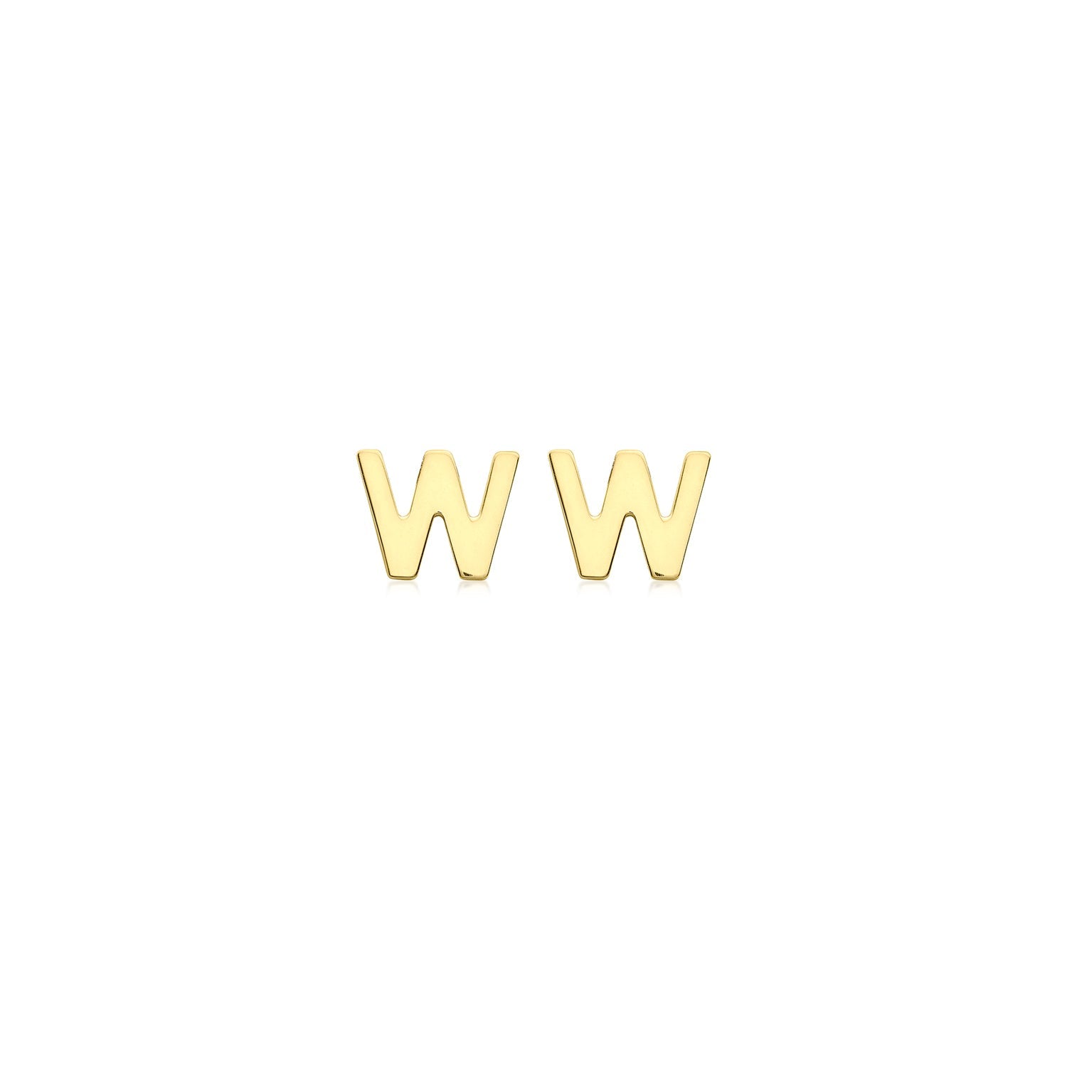 9K Yellow Gold Mini Initial Stud Earrings — W