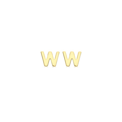 9K Yellow Gold Mini Initial Stud Earrings — W