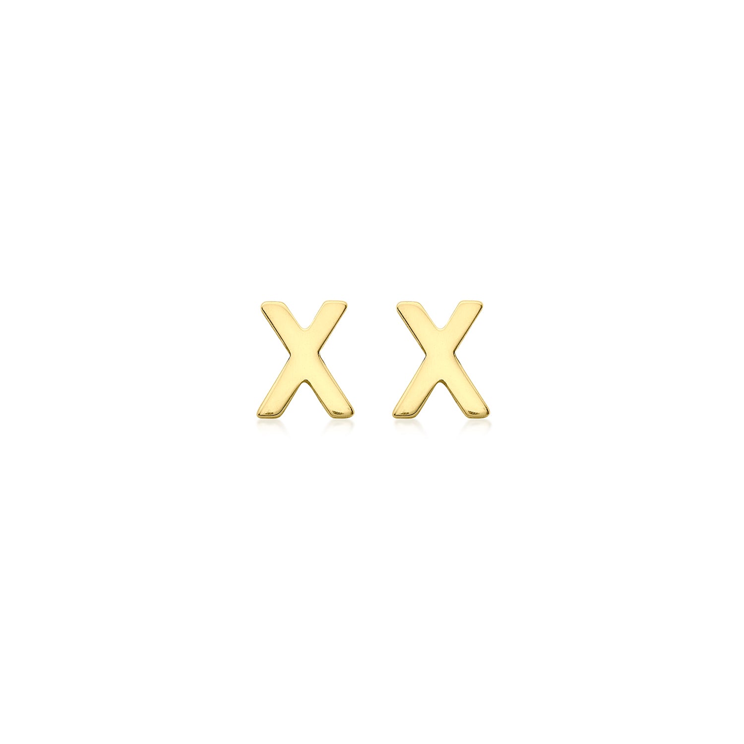 9K Yellow Gold Mini Initial 'X' Stud Earrings