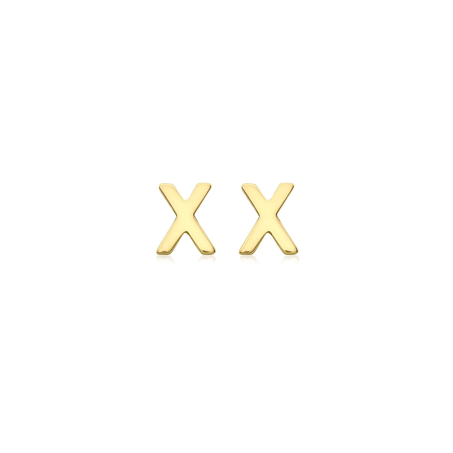 9K Yellow Gold Mini Initial Stud Earrings — X