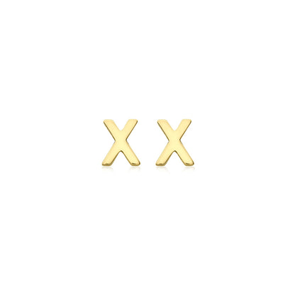 9K Yellow Gold Mini Initial Stud Earrings — X