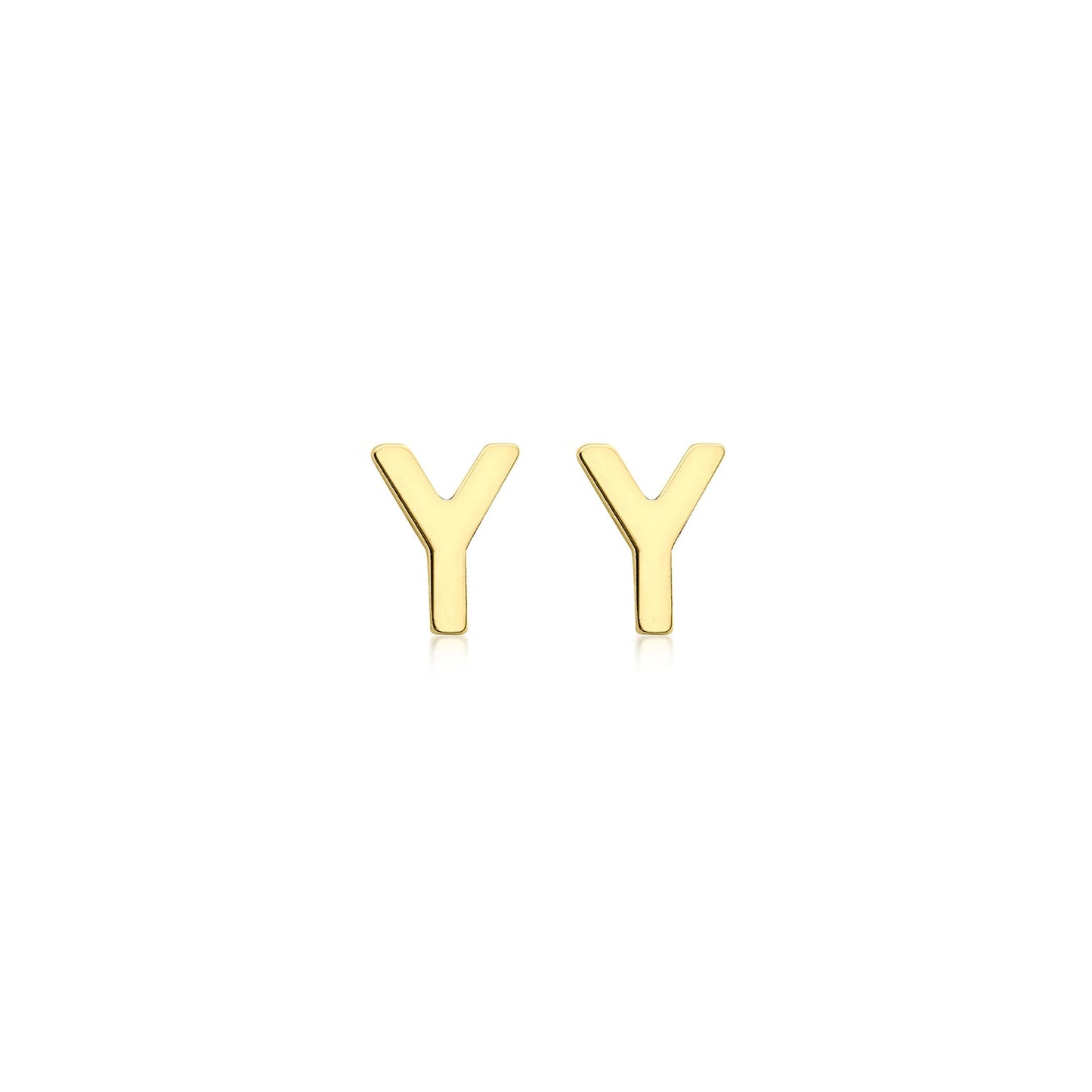 9K Yellow Gold Mini Initial Stud Earrings — Y