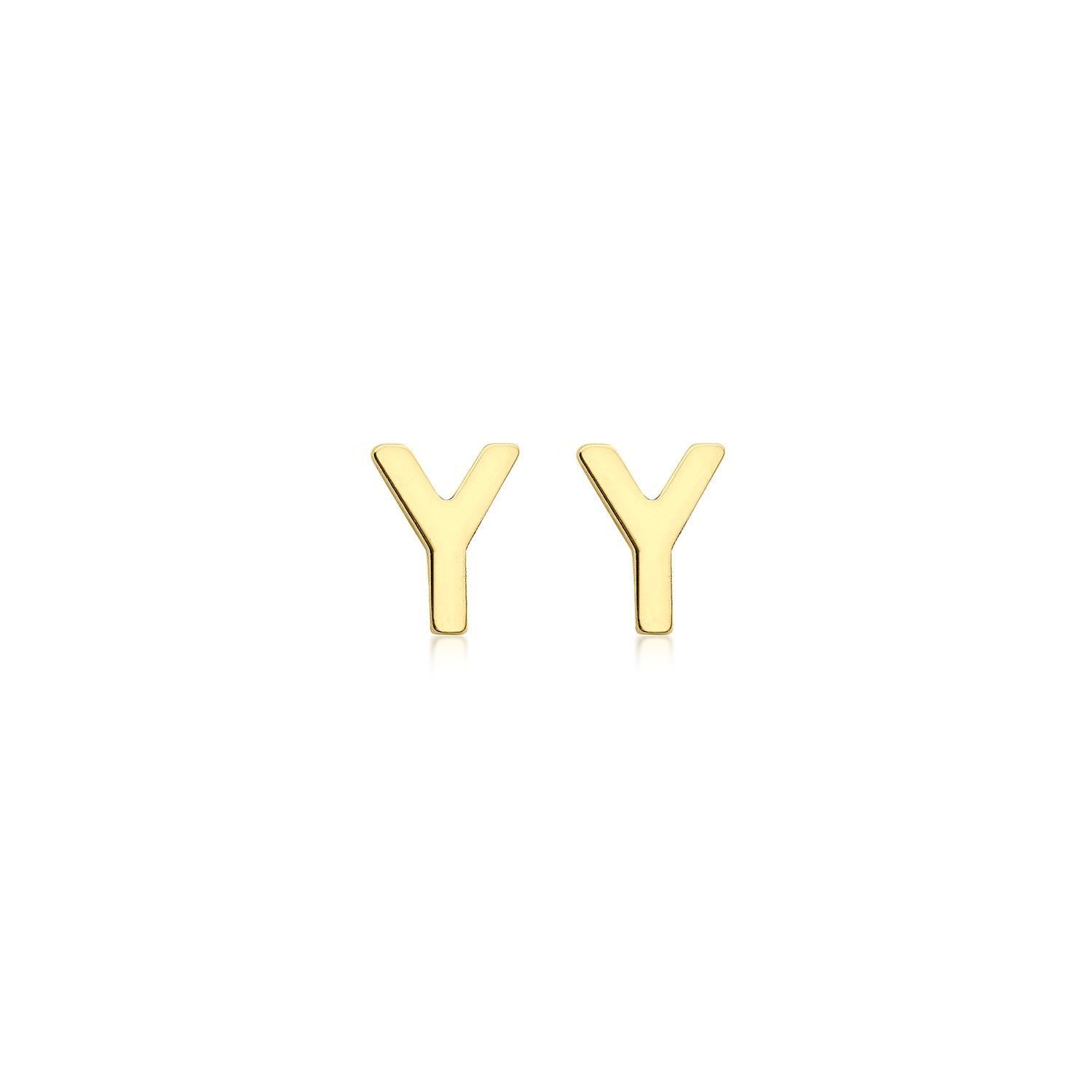 9K Yellow Gold Mini Initial Stud Earrings — Y