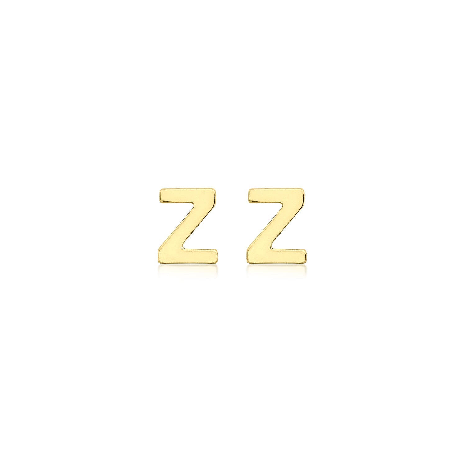 9K Yellow Gold Mini Initial Stud Earrings — Z
