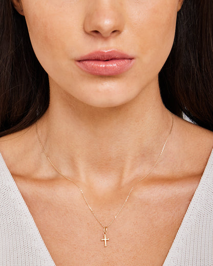 9K Yellow Gold 8x18mm Cross Pendant