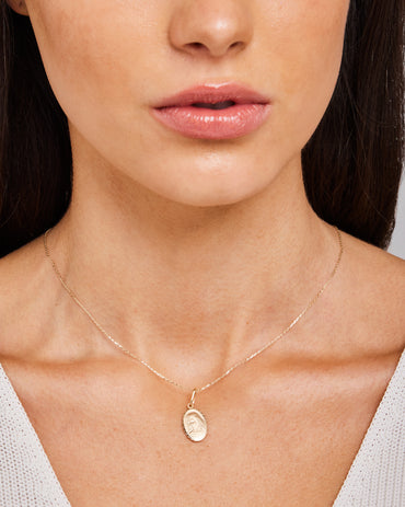 9K Yellow Gold Oval Mary Pendant