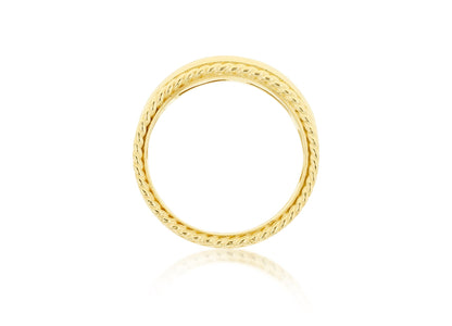 9K Yellow Gold Wide Rope Edge Ring